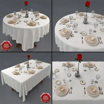 Restaurant Tables Collection 3D Model
