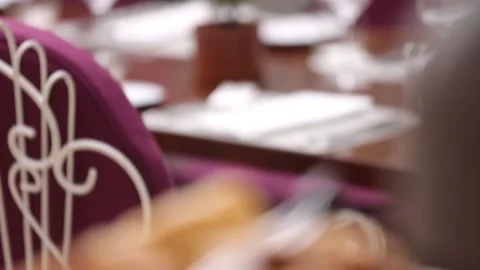 Restaurant tables ready for lunch Stock Footage 131984575