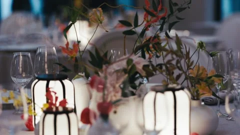 Restaurant tableware arrangement in the Palace of Versailles, Paris, French Stock Footage 288020728