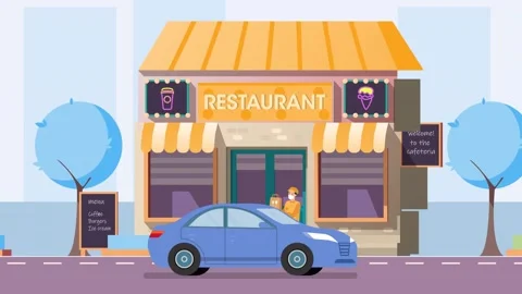 Restaurant Takeout Pickup Animation Video stock 345836753