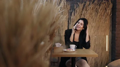 Restaurant talk, mobile discussion, coffee pleasure, Stock Footage 239676516