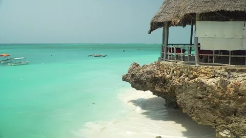 restaurant terrace on a cliff near the o... | Stock Video | Pond5