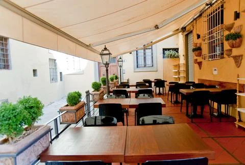 Restaurant terrace Stock Photos