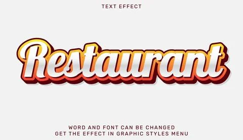 Restaurant text effect template in 3d design Stock Illustration