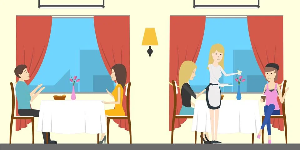 Restaurant in train. Illustrazione stock