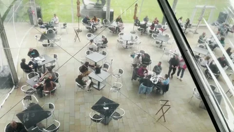 Restaurant with a transparent roof Stock Footage 250357098