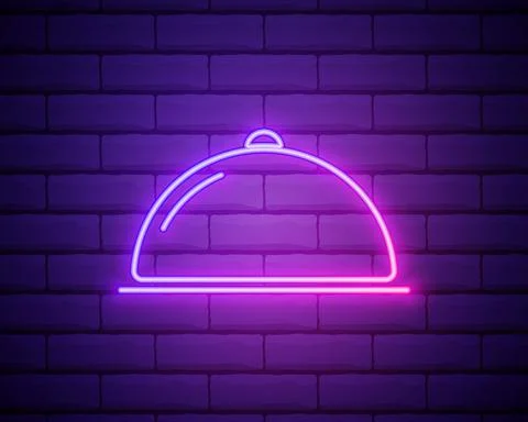 Restaurant tray neon icon. Elements of web set. Simple icon for websites, web 스톡 일러스트