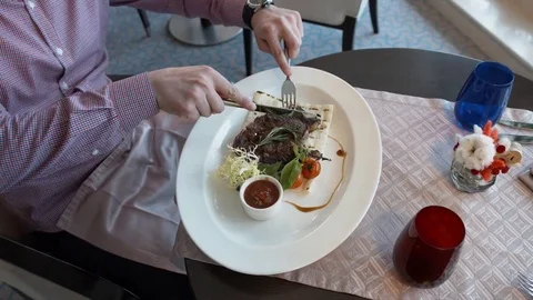 The restaurant tries out a dish from the chef Stock Footage 79708017