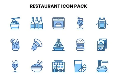Restaurant Two Colour Design Icons Pack Stock Illustration
