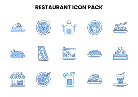 Restaurant Two Colour Graphics Icons Pack Stock Illustration