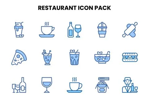 Restaurant Two Colour Icons Pack Stock Illustration