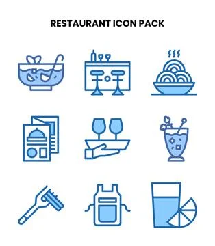 Restaurant Two Colour Scalable Icons Pack Stock Illustration