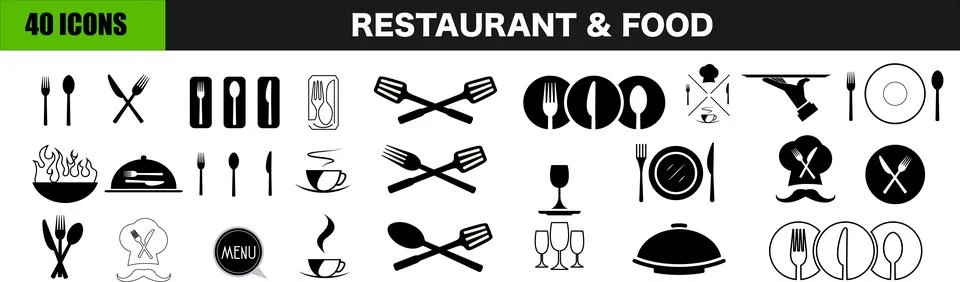 Restaurant vector line icons set. Collection vector black outline logo for Stock Illustration