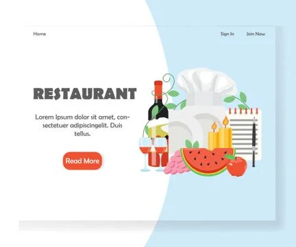 Restaurant vector website landing page design template Stock Illustration