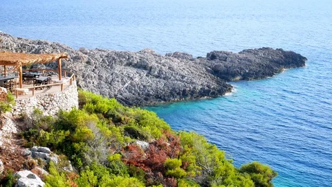 Restaurant with a view to the sea Stock Footage 77863379