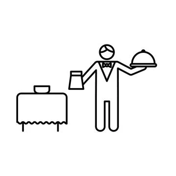 Restaurant Waiter icon linear logo mark in black and white Stock-Illustration