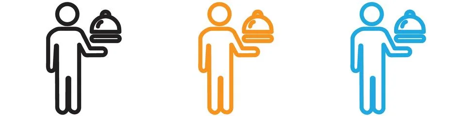 Restaurant Waiter vector logo set collection for web app ui Stock-Illustration