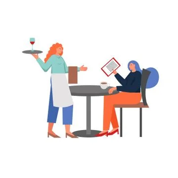 Restaurant waitress, vector flat style design illustration Stock Illustration