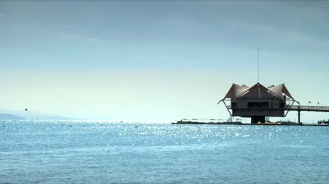 A restaurant on the water  Stock Footage 1807890