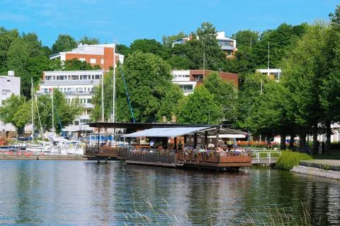 Restaurant on the waterfront. Stock Photos