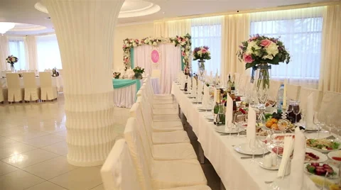 Restaurant for a wedding reception Stock Footage 46670384