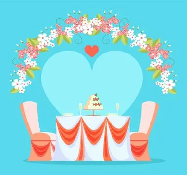 Restaurant Wedding Reception Table and Chairs Stock Illustration