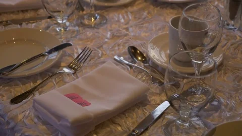 Restaurant wedding table set up. 库存影片 74277872