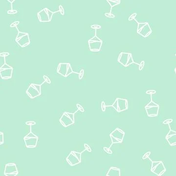 Restaurant wine glass line vector seamless pattern 스톡 일러스트