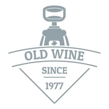 Restaurant wine logo, simple gray style Stock Illustration