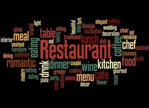 Restaurant, word cloud concept Illustrazione stock