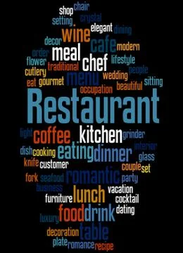 Restaurant, word cloud concept Illustrazione stock