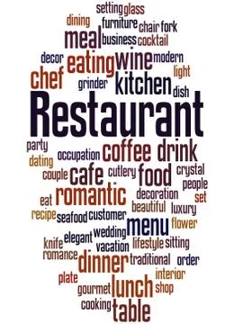Restaurant, word cloud concept Illustrazione stock