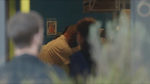 Restaurant workers during Covid Stock Footage 129524404