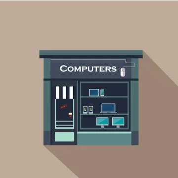 Restaurants and shops facade, storefront vector detailed flat Ilustración de archivo