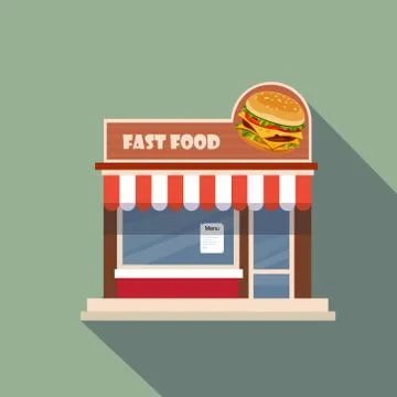 Restaurants and shops facade, storefront vector detailed flat Ilustración de archivo