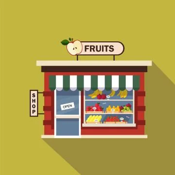 Restaurants and shops facade, storefront vector detailed flat Ilustración de archivo