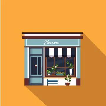 Restaurants and shops facade, storefront vector detailed flat Ilustración de archivo
