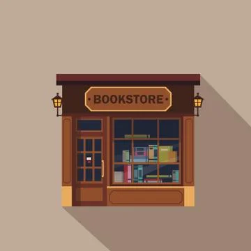 Restaurants and shops facade, storefront vector detailed flat Stock Illustration