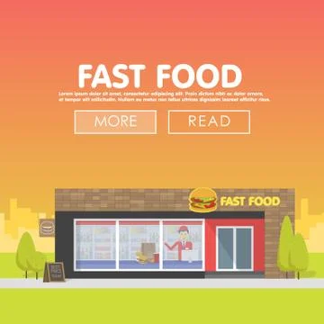 Restaurants and shops facade, storefront vector detailed flat design イラスト素材