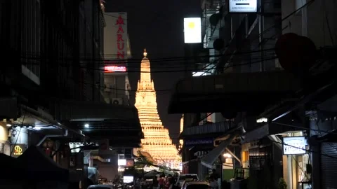 Restaurants and Temple of the Dawn Stock Footage 256761059