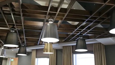 The restaurant's interior, chandeliers Stock Footage 72238383