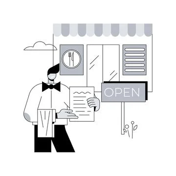 Restaurants reopening abstract concept vector illustration. Stock Illustration