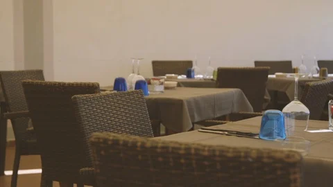 Restaurant's set tables Stock Footage 86203241