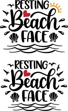 Resting Beach Face, Beach, Summer Holiday, Vector Illustration File Stock Illustration