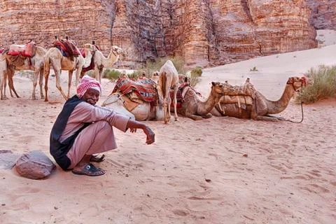 Resting Camel Herder Foto stock