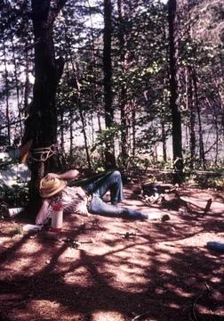 Resting in camp 스톡 사진