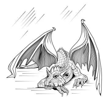 Resting dragon Stock Illustration