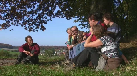Resting during sunday family hike Stock Footage