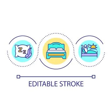 Resting enough during road trip loop concept icon Stock Illustration
