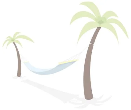 Resting hammock between palm trees Illustrazione stock